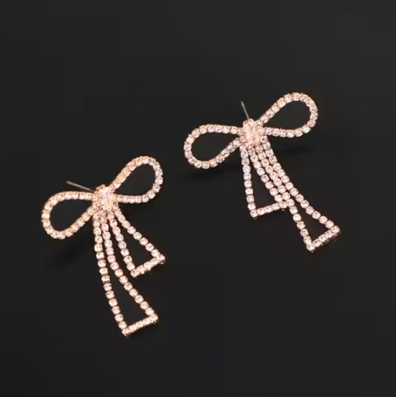 Crystal Bow Drop Earrings - Picture 3 of 3